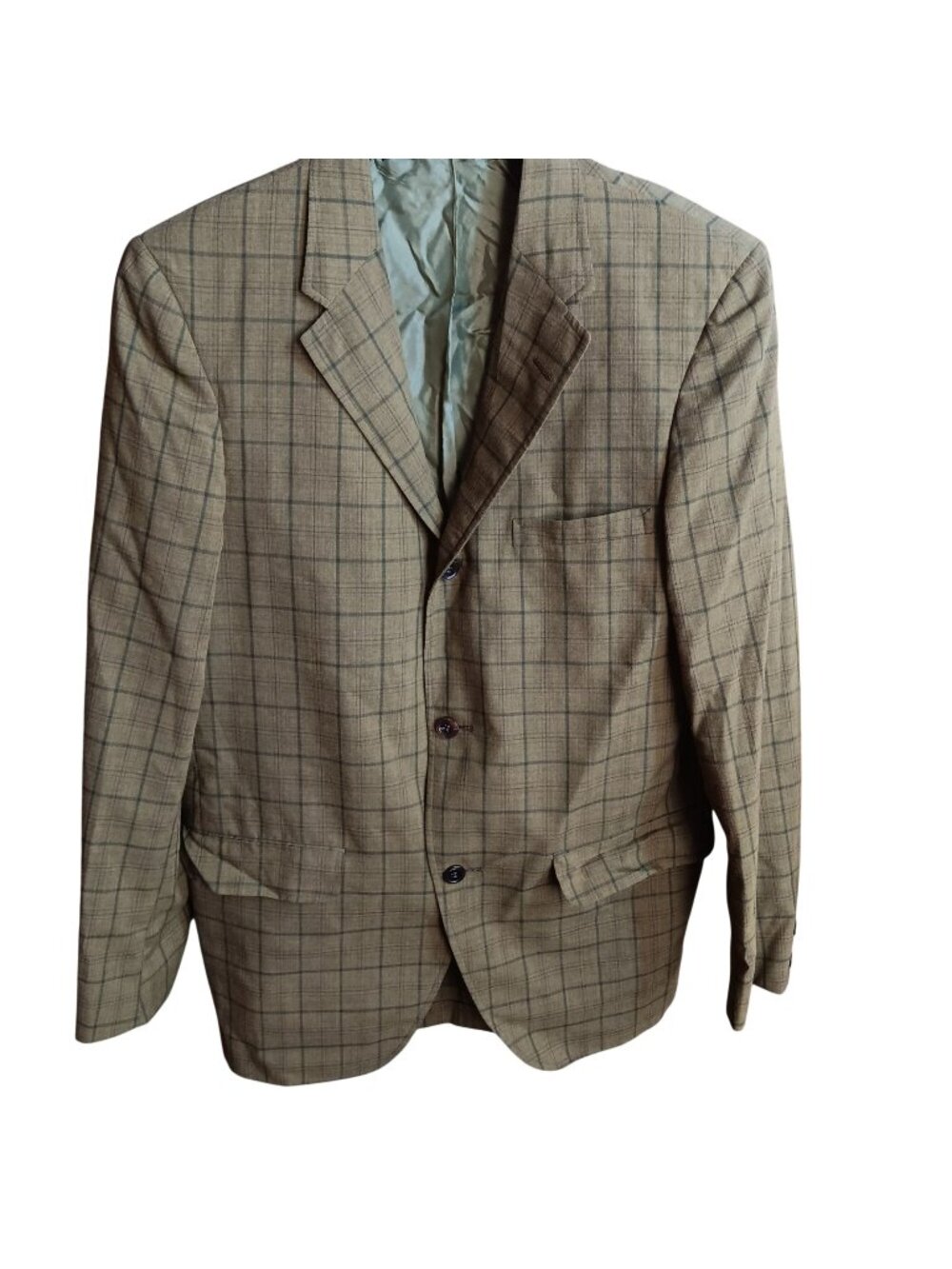Vintage Mens Blazer Jacket Small 1960's Rude Boy Cornhusker Green Plaid Ayers